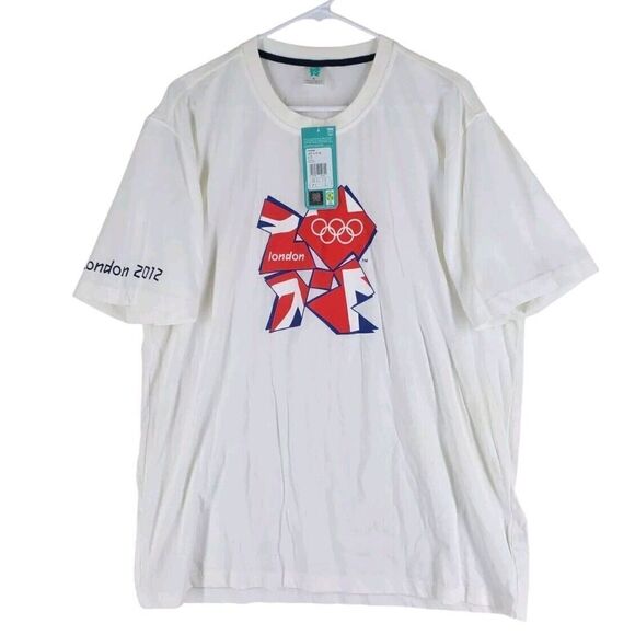 Vtg Adidas London 2012 Olympics T-shirt Men XL Red Multi Graphic SS Crewneck NWT - Picture 2 of 14